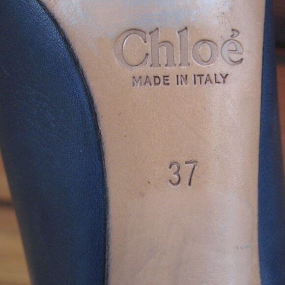 Chloe Navy Blue Heeled Ankle Boots Size 6 6.5 - Picture 8 of 8